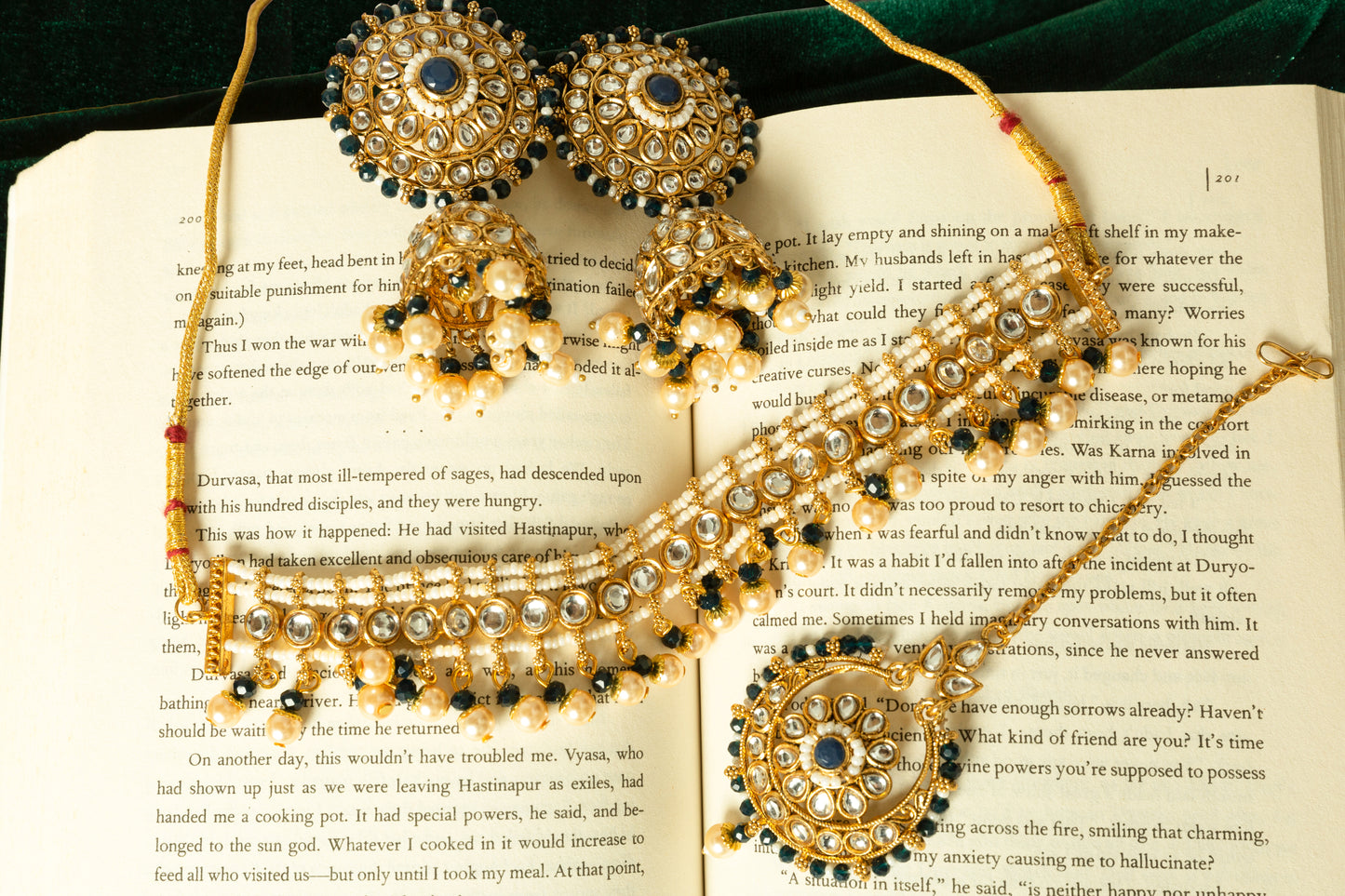 Neelamani Gold Plated Kundan Necklace Set
