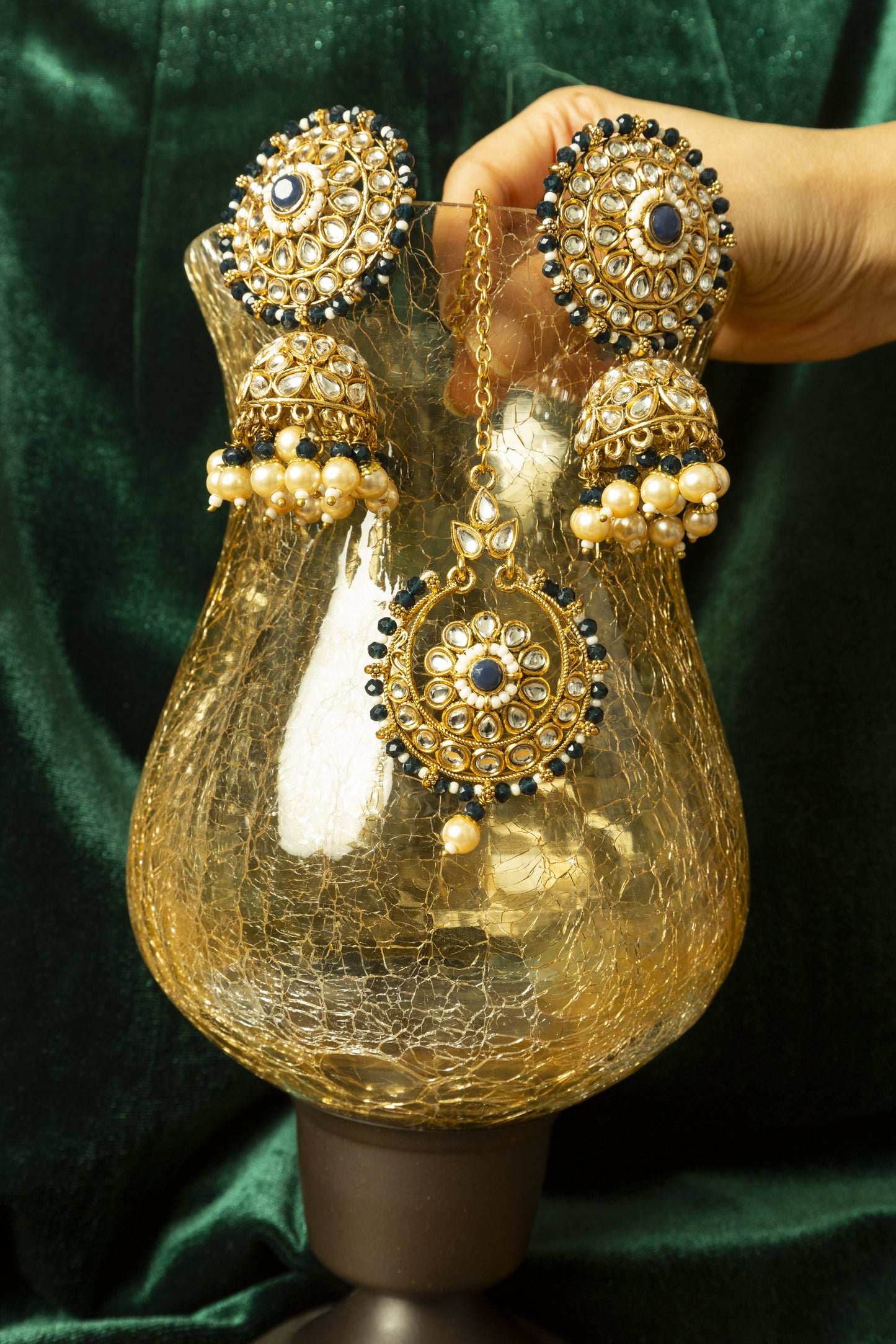 Neelamani Gold Plated Kundan Necklace Set