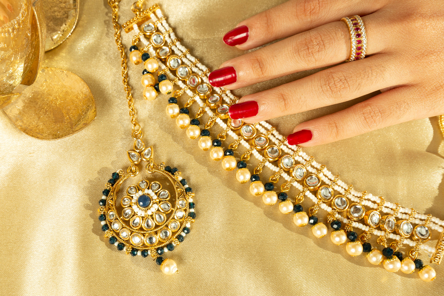 Neelamani Gold Plated Kundan Necklace Set