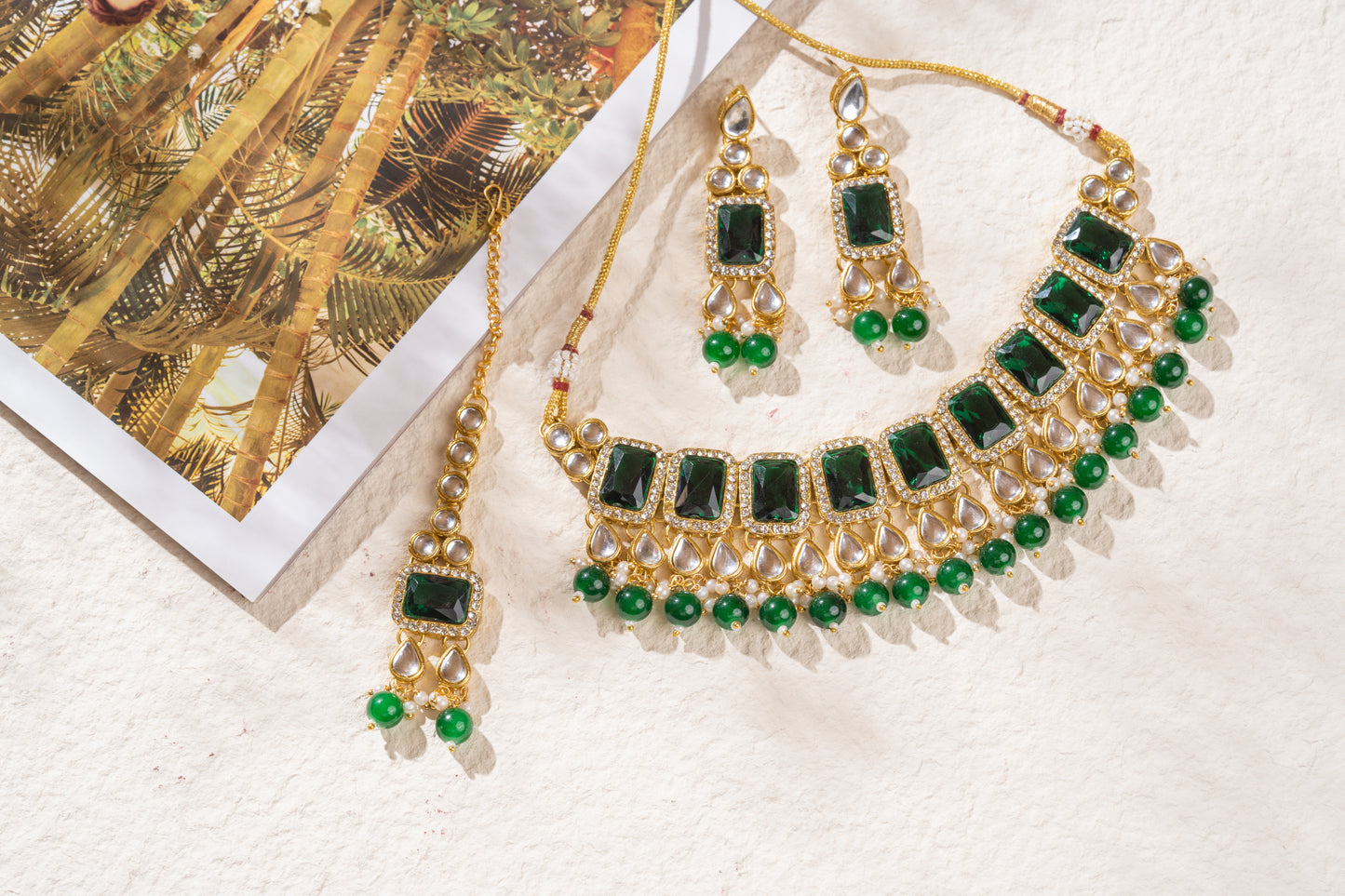Sadaf Gold Plated Jadau Necklace Set