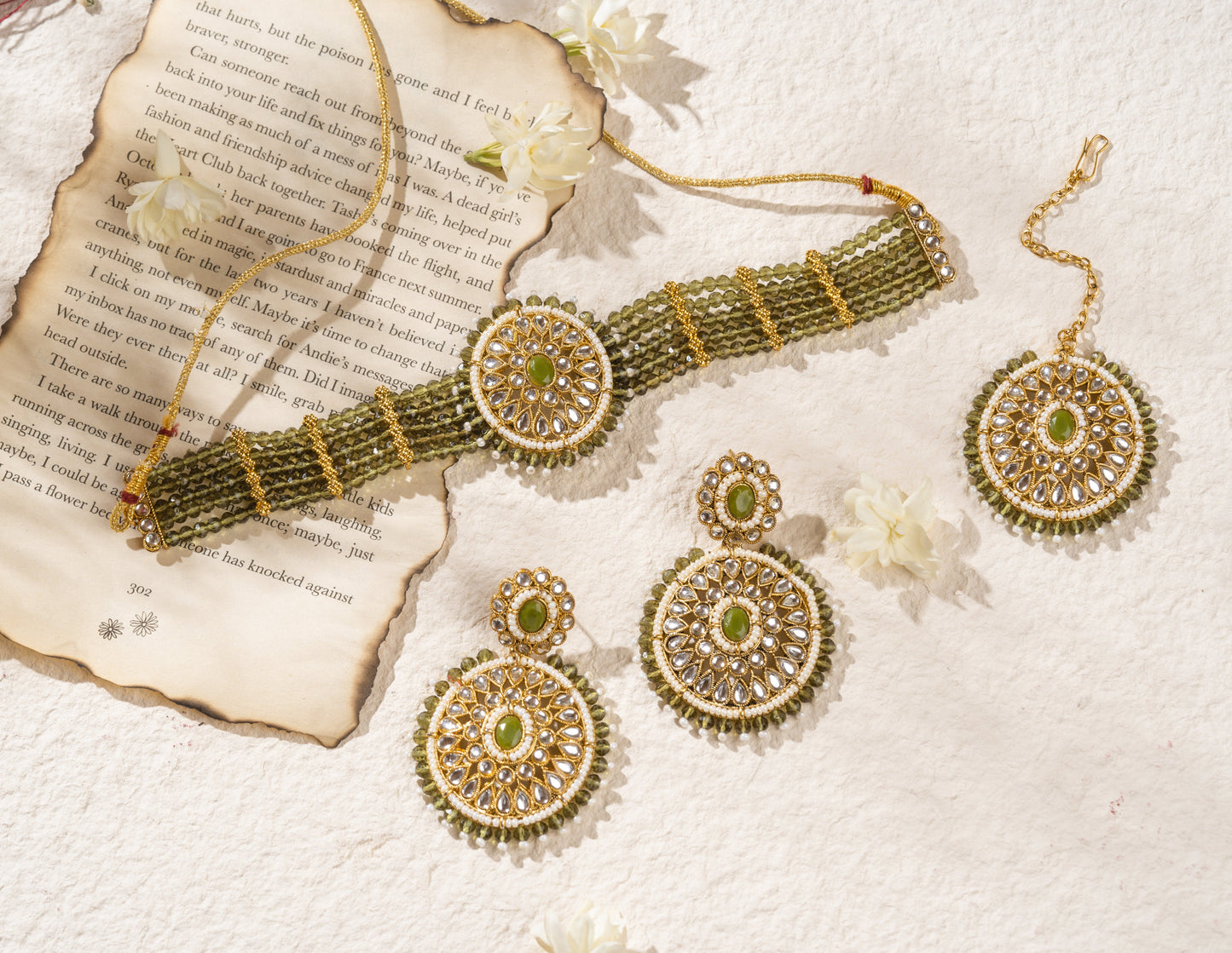 Panna Gold Plated Kundan Necklace Set