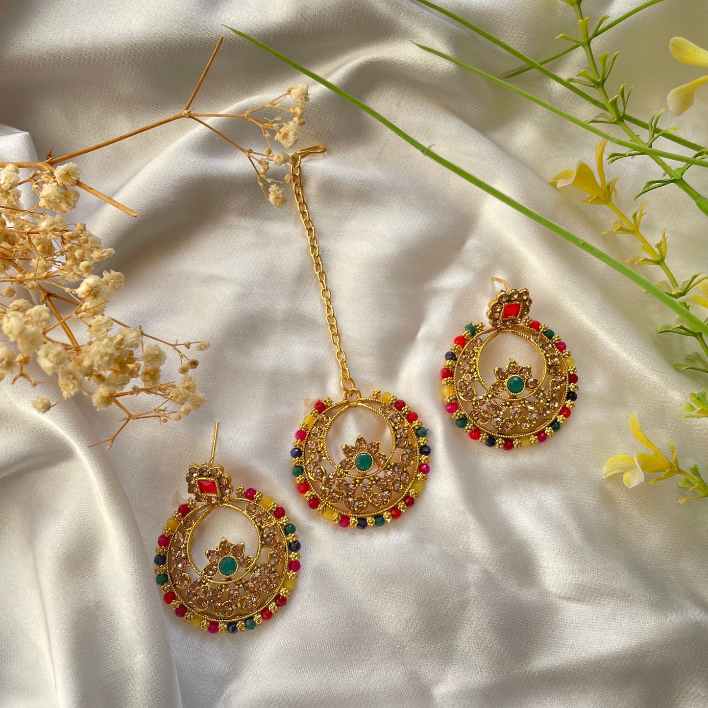 Rajwadi Gold Plated Kundan Necklace Set