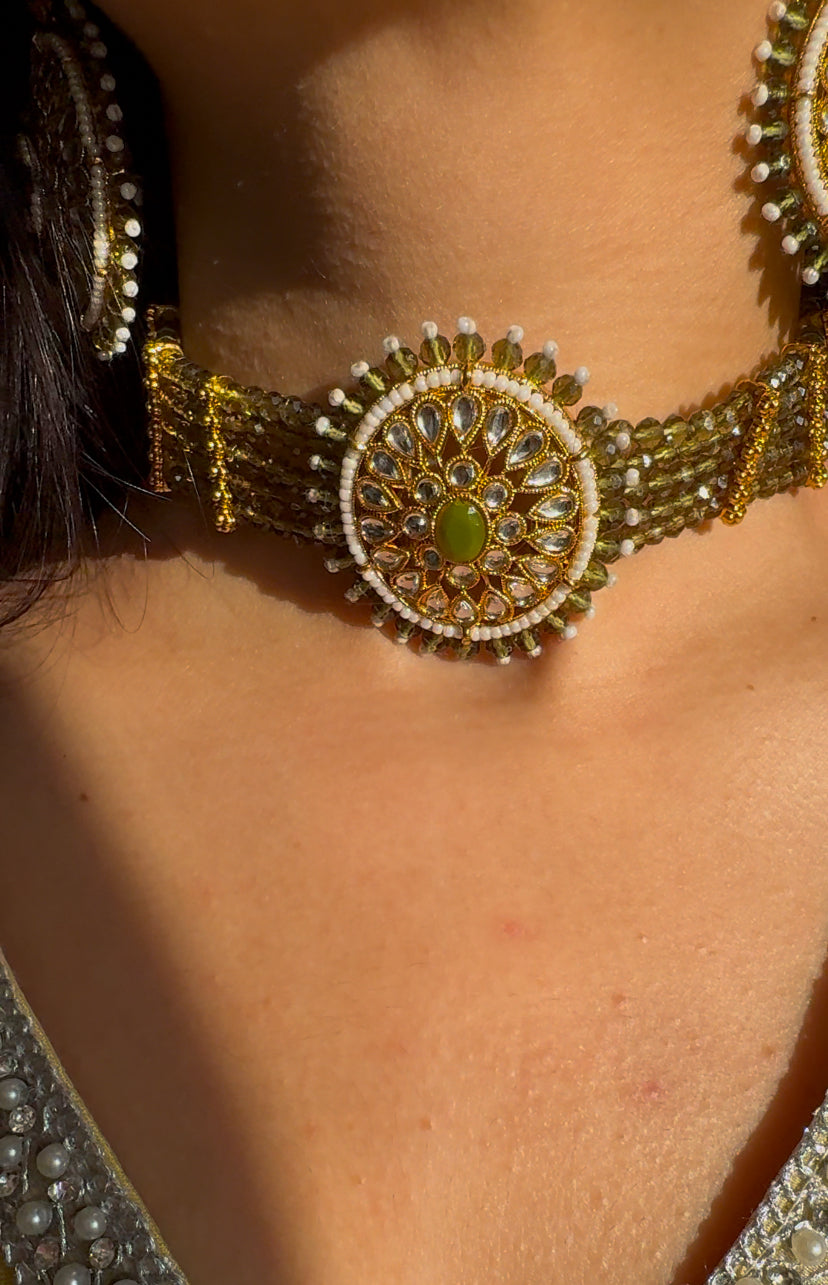 Panna Gold Plated Kundan Necklace Set