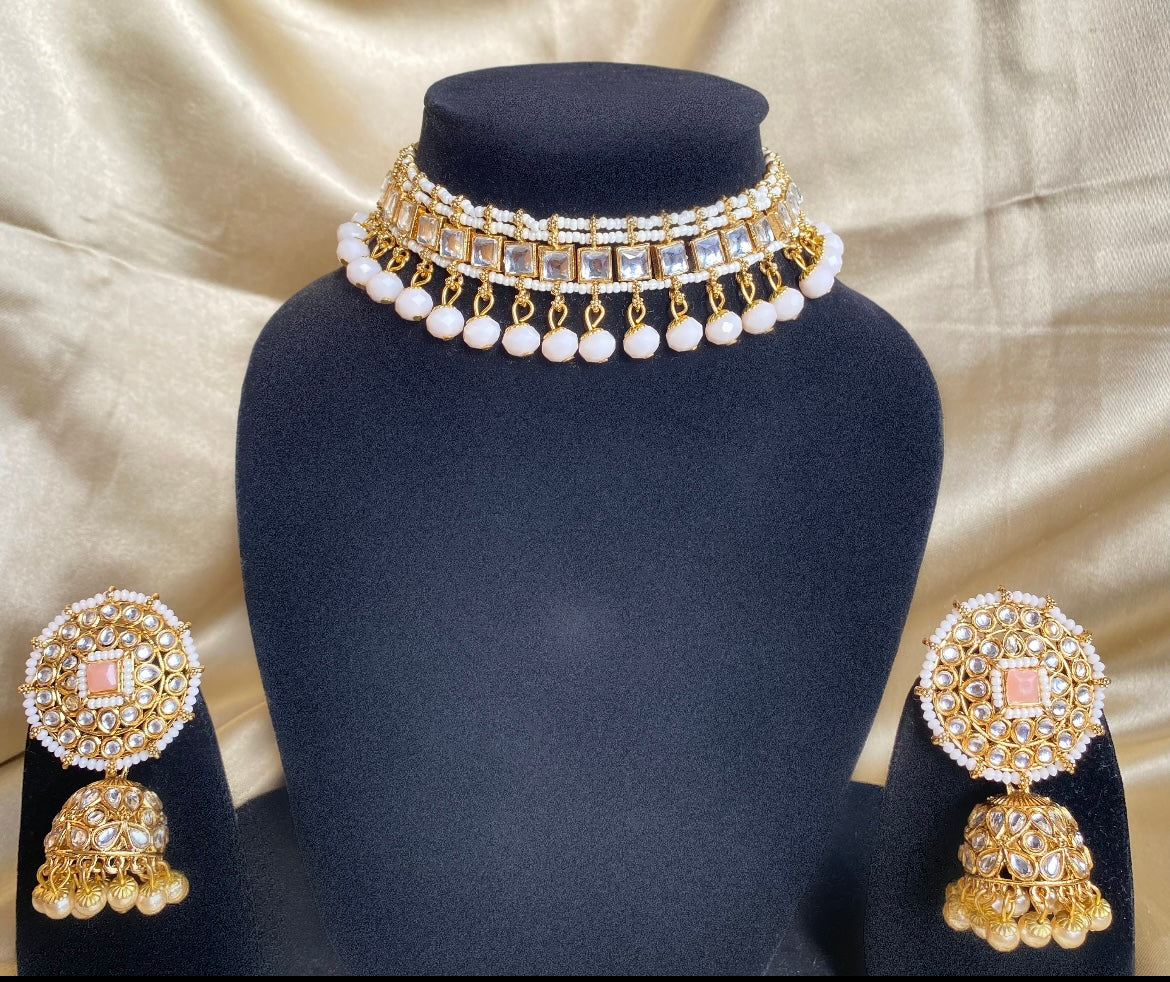 Rushna Moti Gold Plated Kundan Necklace Set