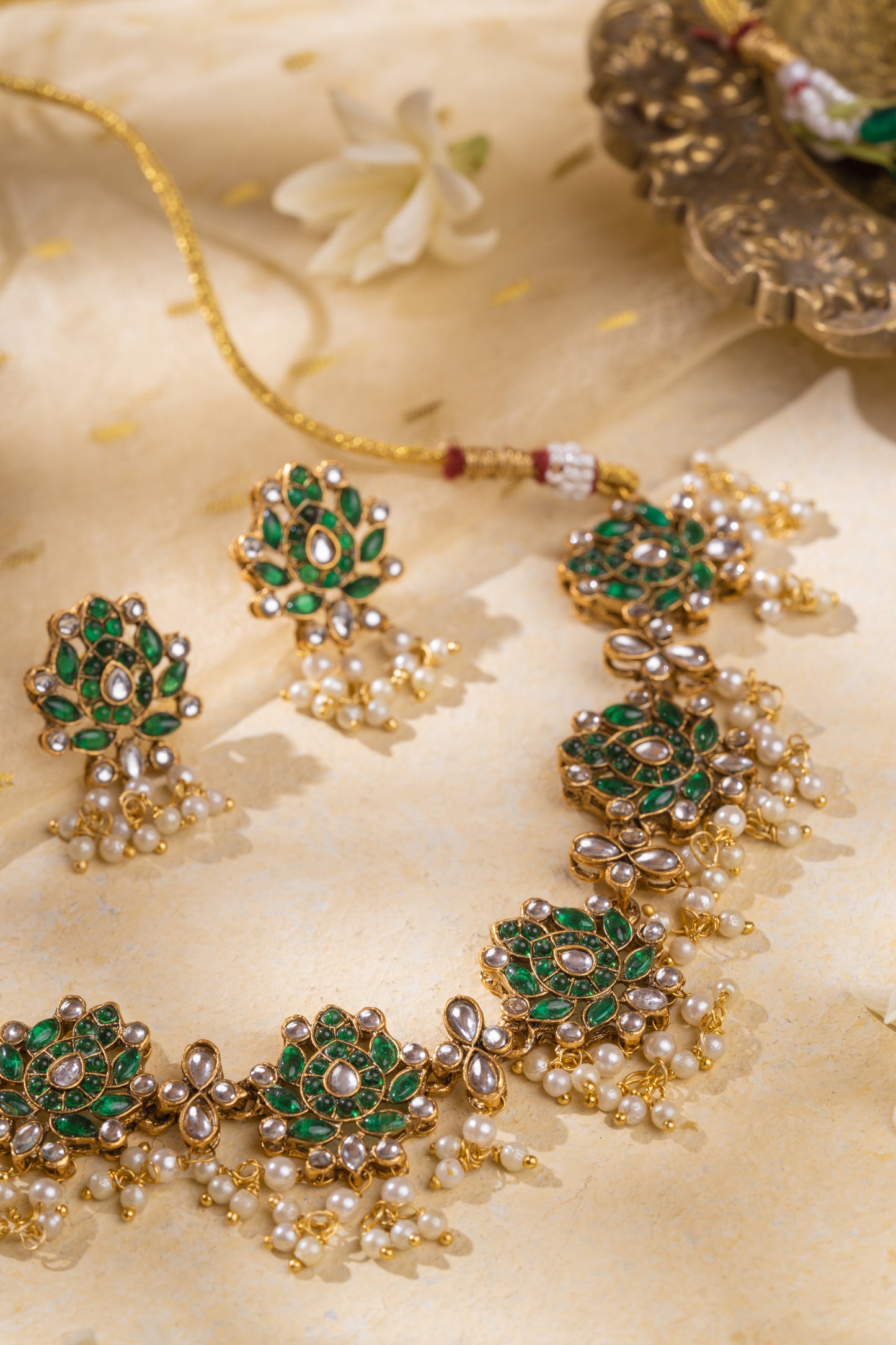 Ruheen Gold Plated Kundan Necklace Set