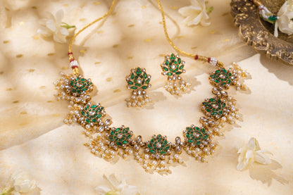 Ruheen Gold Plated Kundan Necklace Set