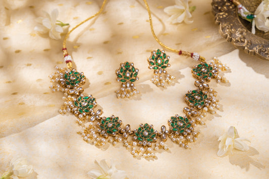 Ruheen Gold Plated Kundan Necklace Set