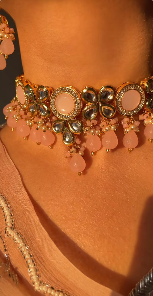 Meenakari Gold Plated Kundan Necklace Set
