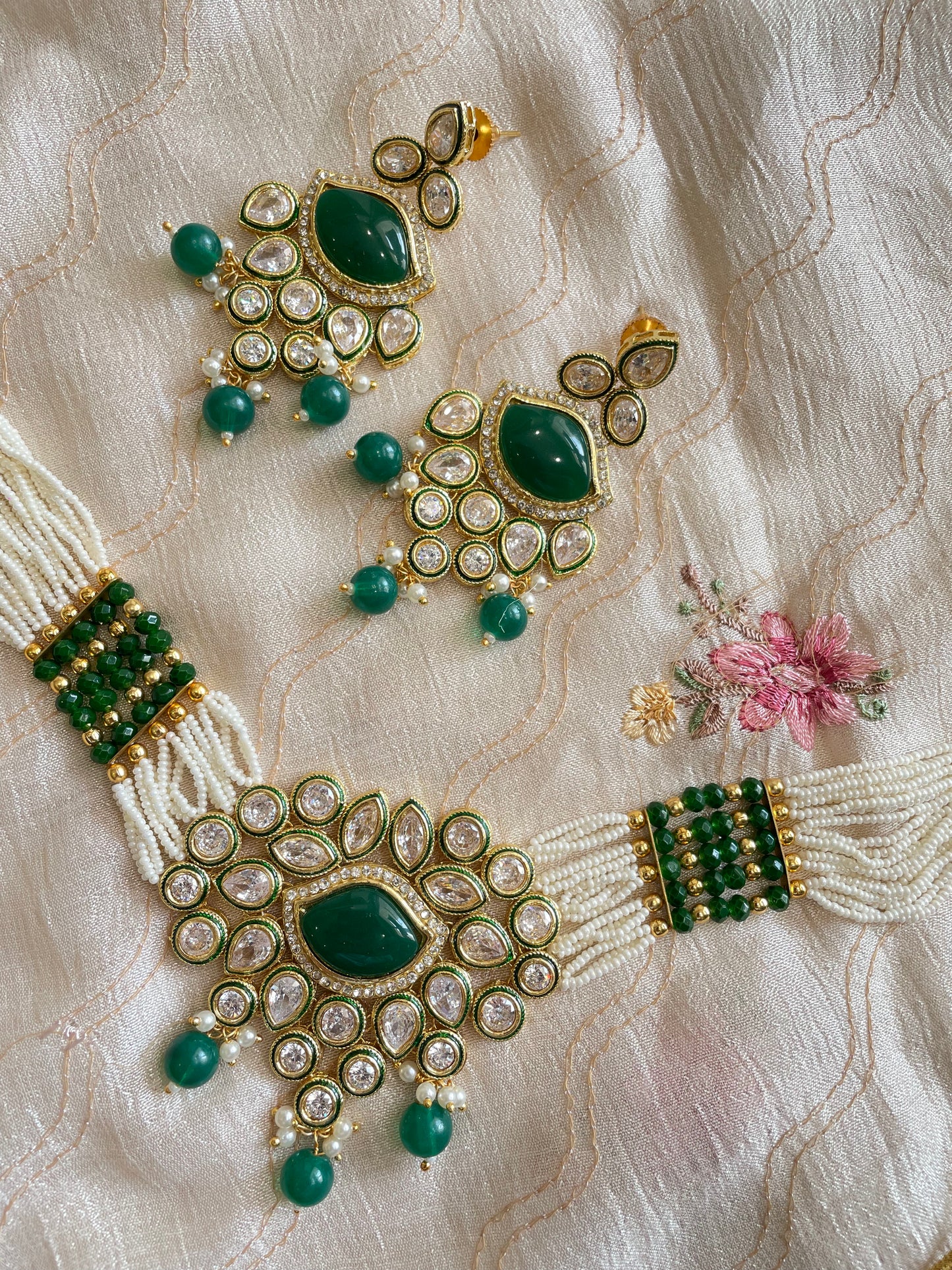 Rukmani Gold Plated Kundan Necklace Set